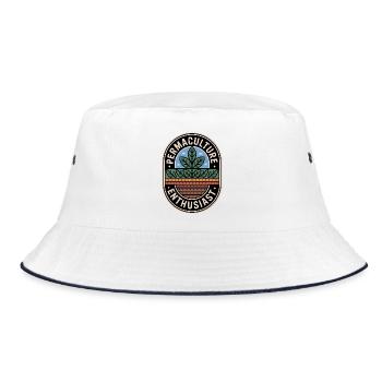 Permakultur Lebensphilosophie für Naturliebhaber - Bucket Hat - Weiß/Navy - Vorne