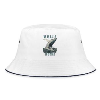 Vintage Whale Done Whale Humor - Bucket Hat - Weiß/Navy - Vorne