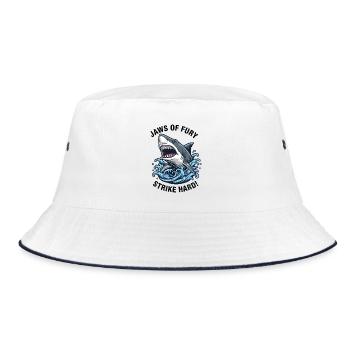 Jaws of Fury White Shark Attack - Bucket Hat - white/navy - Front