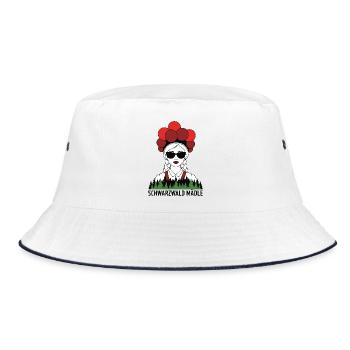 Schwarzwald Mädle - badisches Sprichwort - Bucket Hat - Weiß/Navy - Vorne