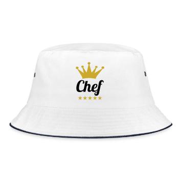 Toque Chef - Cuisine - Cuisinier - Bob - blanc/marine - Devant