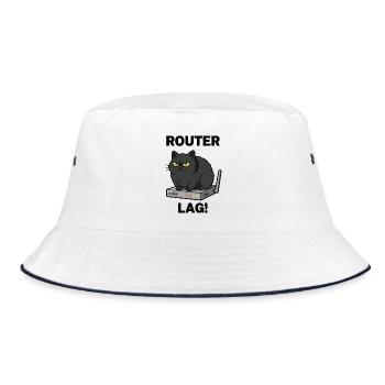 Router Lag Chat Internet Humor - Bucket Hat - white/navy - Front
