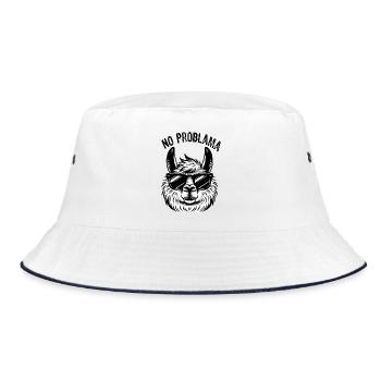 Lama mit Sonnenbrille Grafisch - Bucket Hat - Weiß/Navy - Vorne