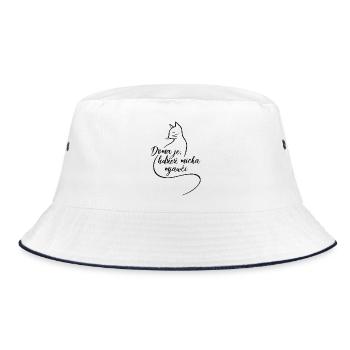 Doma je, hdźež micka mjawči. - Bucket Hat - Weiß/Navy - Vorne