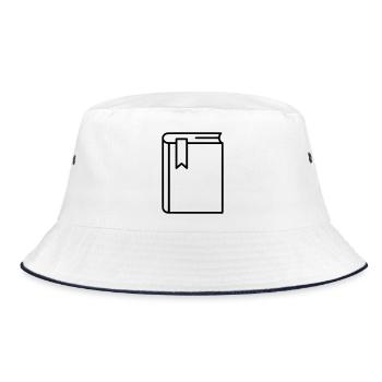 Book Notebook Bookmark Icon - Bucket Hat - white/navy - Front