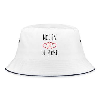 Lead Wedding 14 Jahre Ehe - Bucket Hat - Weiß/Navy - Vorne