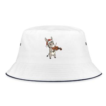 Christmas Donkey Mule Playing Violin Art - Bucket Hat - white/navy - Front