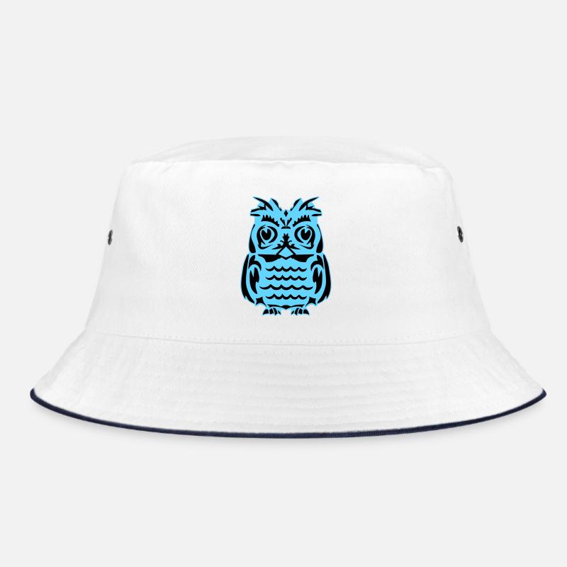 Light Blue Abstract Owl Bucket Hat