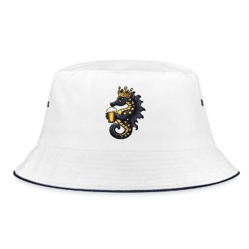 Seahorse Beer King - Bucket Hat - white/navy - Front