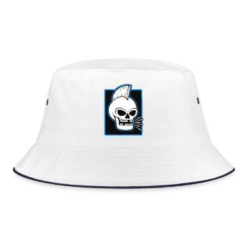 Skull Mohawk Punk Graphic - Bucket Hat - white/navy - Front