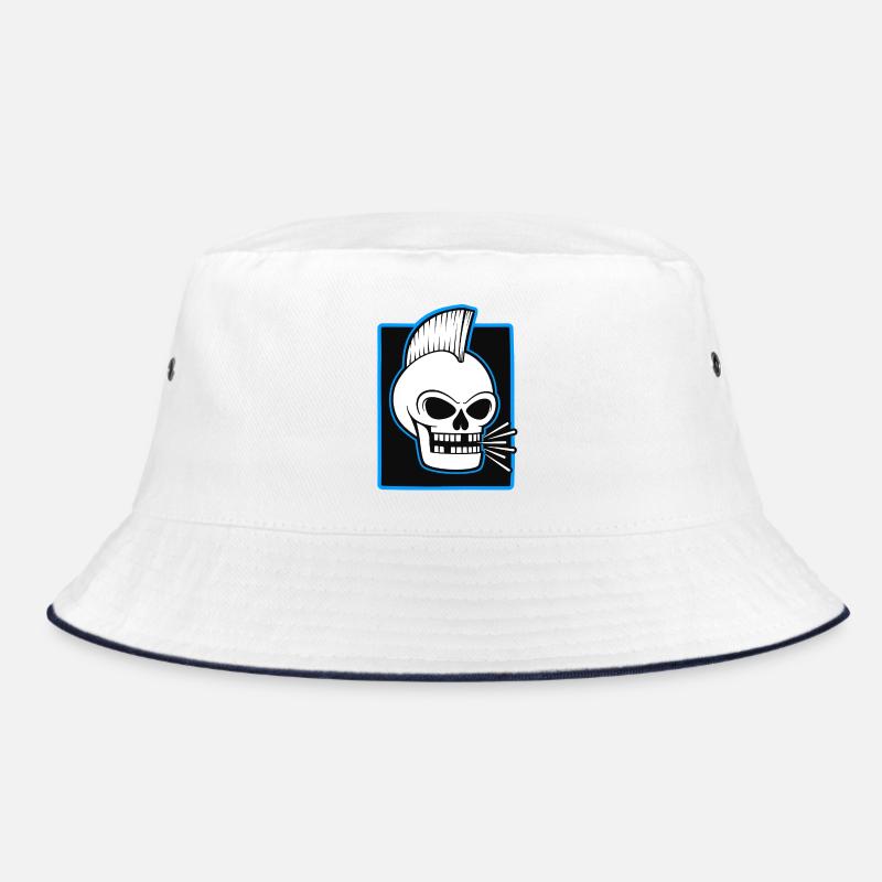 Skull Mohawk Punk-Grafik Bucket Hat