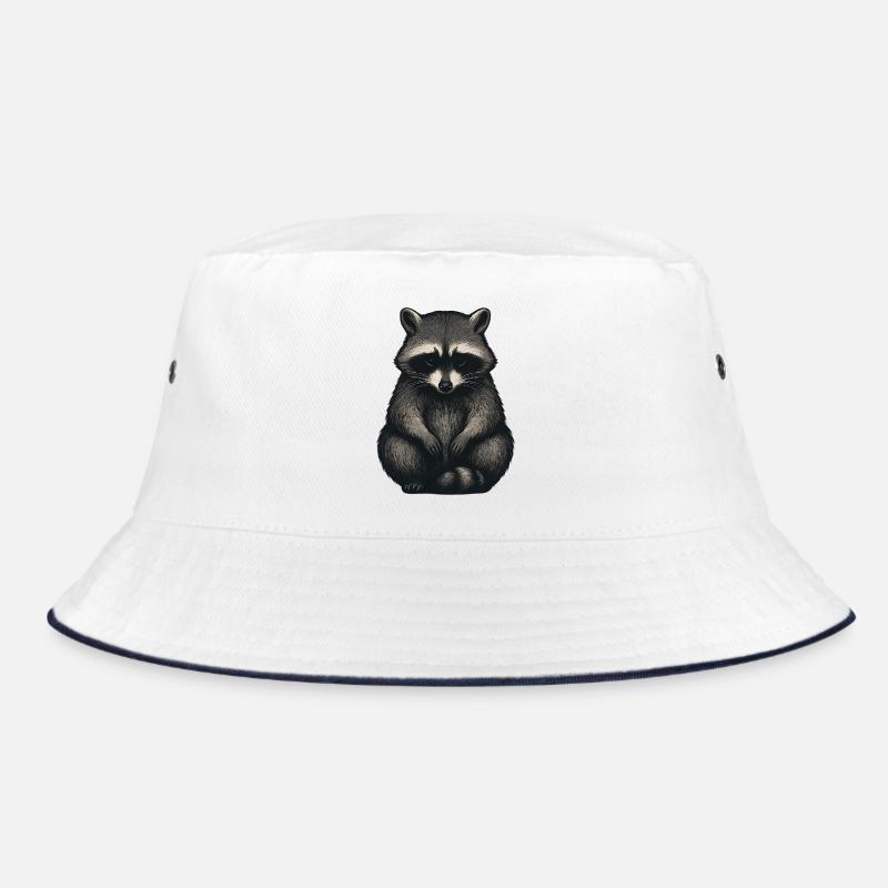 Sad raccoon in night forest style Bucket Hat