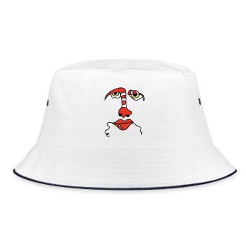 Abstract face with stripes - Bucket Hat - white/navy - Front