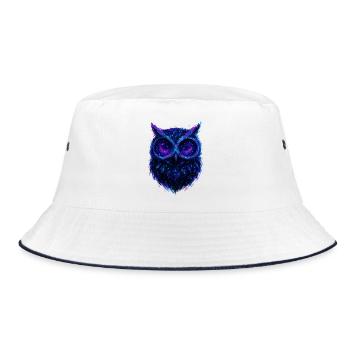 Eule / Galaktische Eule: Nachtnebel - Bucket Hat - Weiß/Navy - Vorne