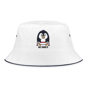 Quirky Pinguin Hürde Hürdenlauf Sportler Lustig - Bucket Hat - Weiß/Navy - Vorne