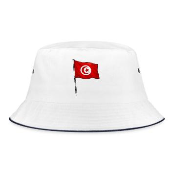 Drapeau tunisien en contraste rouge et blanc - Bob - blanc/marine - Devant