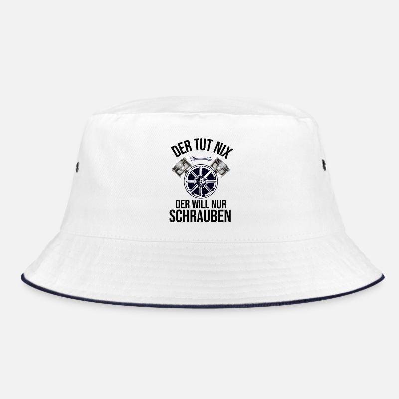 Der tut nix der will nur schrauben  - Bucket Hat - Weiß/Navy
