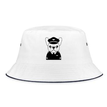 Frenchie Pilot Uniform Black - Bucket Hat - white/navy - Front