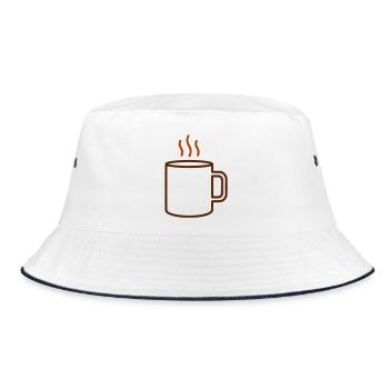 Kaffeetasse Dampf Outline - Bucket Hat - Weiß/Navy - Vorne