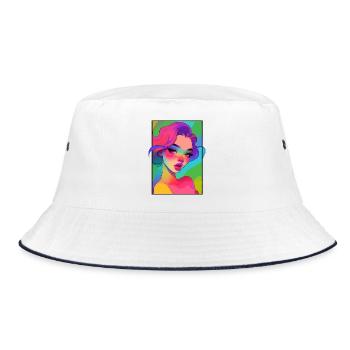 Glam Girl Portrait - Bucket Hat - white/navy - Front