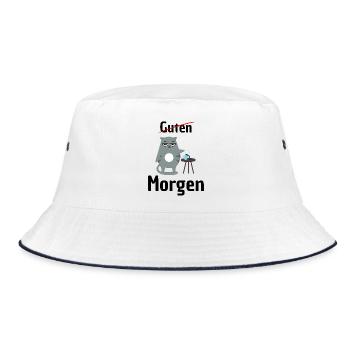 KEIN GUTEN MORGEN – MÜDE KATZE! KAFFEE, KEINE LUST - Bucket Hat - Weiß/Navy - Vorne