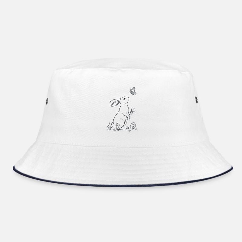 Easter Bunny and Butterfly – LineArt Bucket Hat