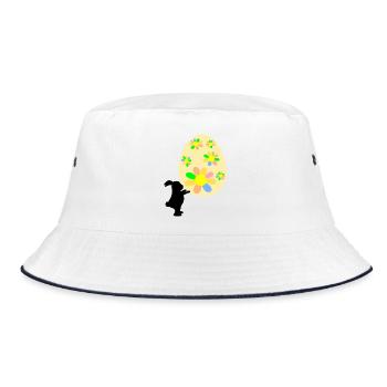 Osterhase Hase Ostergeschenke Ostereier - Bucket Hat - Weiß/Navy - Vorne