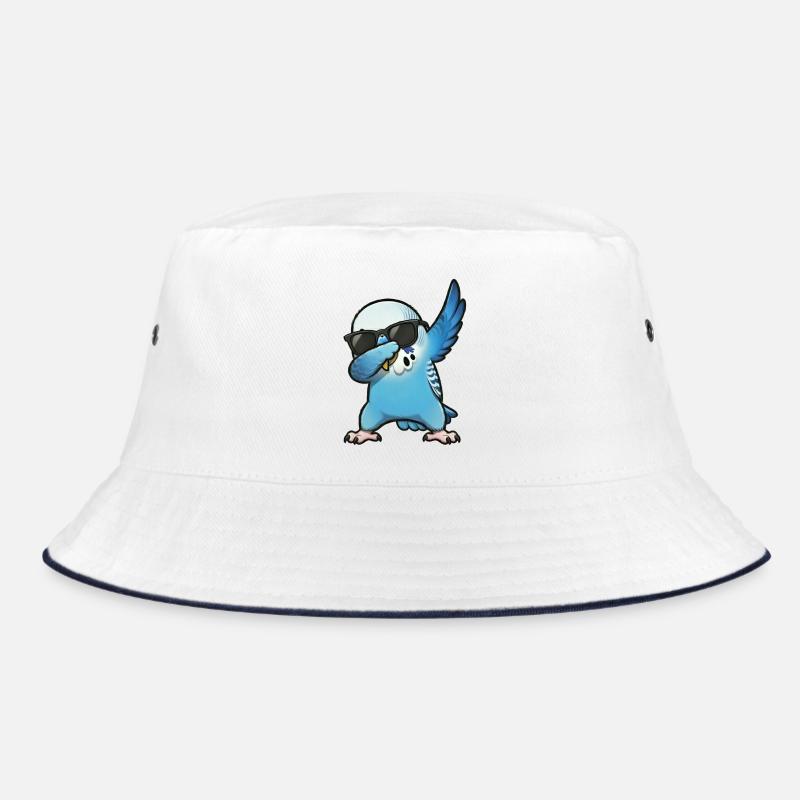 Dabbing Wellensittich blau - Bucket Hat - Weiß/Navy