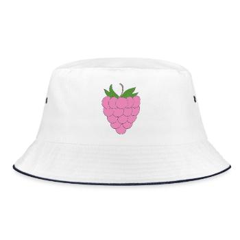 Pink Raspberry Illustration - Bucket Hat - white/navy - Front