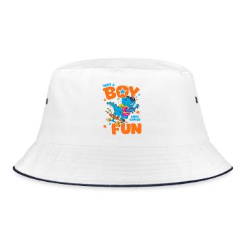 Einfach ein Junge, der Spaß liebt, lustiges Hemd-Kind - Bucket Hat - Weiß/Navy - Vorne