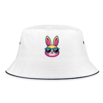 Neon Bunny with Colored Glasses - Bucket Hat - white/navy - Front