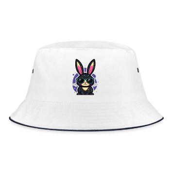 Chic neon bunny with glasses - Bucket Hat - white/navy - Front