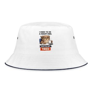 Von der Nachteule zur müden Eule - Bucket Hat - Weiß/Navy - Vorne
