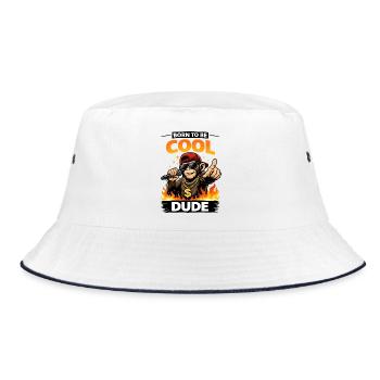 Born to Be Cool Dude Monkey - Bucket Hat - white/navy - Front