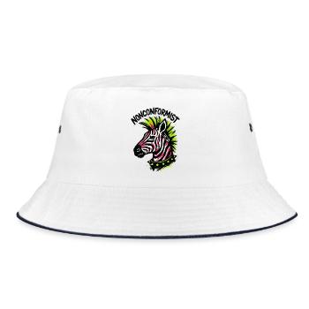 Zebra Punk Maverick Crest Neon Style Rocker - Bucket Hat - white/navy - Front