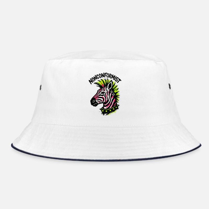 Zebra Punk Maverick Crest Neon Style Rocker Bucket Hat