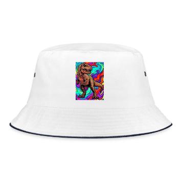 dinosaur - Bucket Hat - white/navy - Front