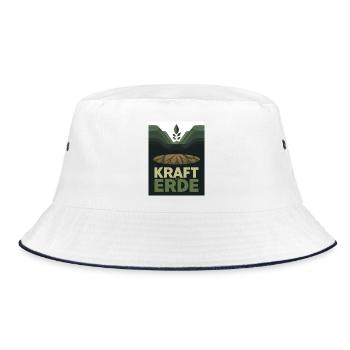 Kraft der Erde 1930s Plakat Natur Landwirtschaft - Bucket Hat - Weiß/Navy - Vorne