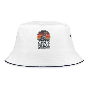 Vintage Raccoon Gen X Feral Generation - Bucket Hat - Weiß/Navy - Vorne