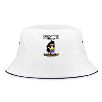 Pride Mama Umarmung Regenbogen LGBTQ Bär - Bucket Hat - Weiß/Navy - Vorne