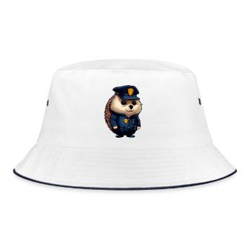 Igel Polizei - Bucket Hat - Weiß/Navy - Vorne