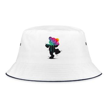 Rainbow Bear Silhouette with Watercolor Gradient - Bucket Hat - white/navy - Front