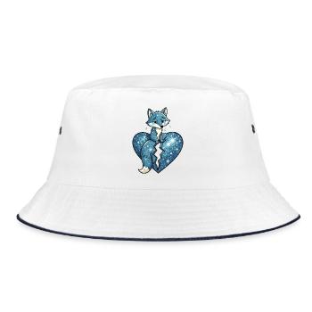 Fox animal sad symbol heart broken - Bucket Hat - white/navy - Front