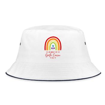 Ich werde eine Große Cousine 2027 Regenbogen - Bucket Hat - Weiß/Navy - Vorne
