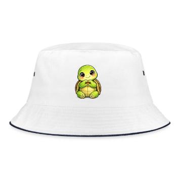 Hearty turtle with paw kiss - Bucket Hat - white/navy - Front