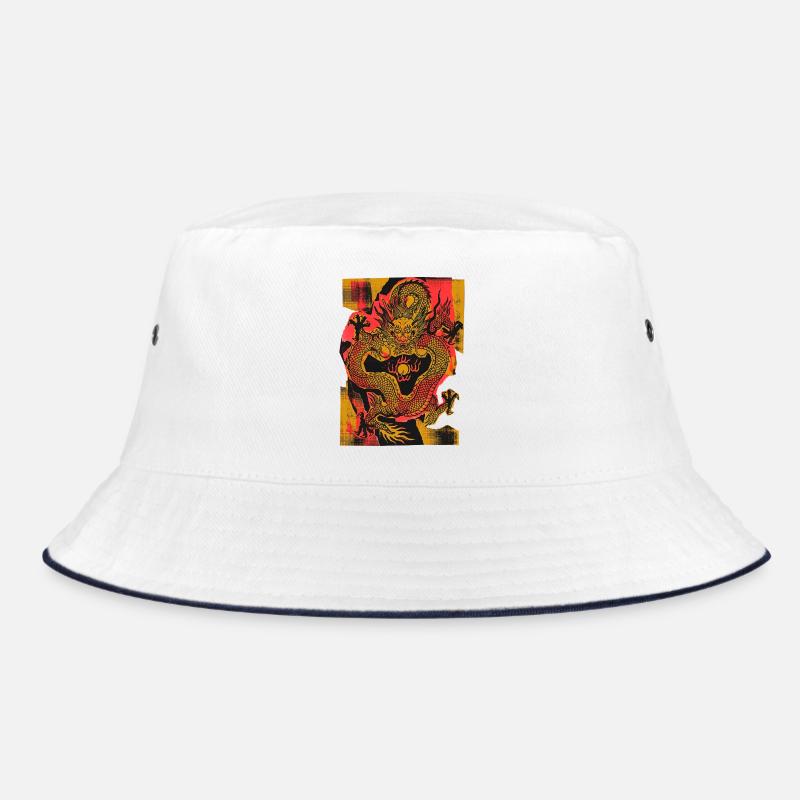 Chinesischer Drache Kunst - Bucket Hat - Weiß/Navy