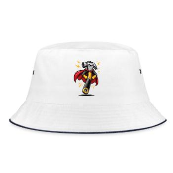 DIY Superhero Cartoon Hammer - Bucket Hat - white/navy - Front