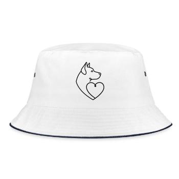 Husky Schäferhund Herz Line Art - Bucket Hat - Weiß/Navy - Vorne