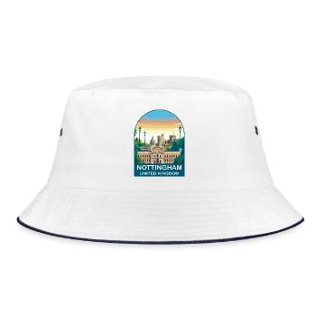 Nottingham Skyline UK Travel Art Illustration - Bucket Hat - white/navy - Front