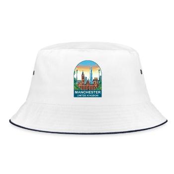 Art d’affiche de voyage Manchester Skyline UK - Bob - blanc/marine - Devant